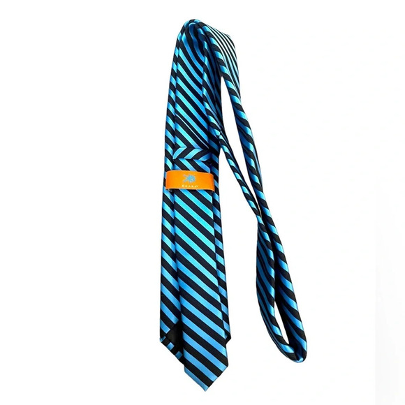 NWOT Egara Teal Striped Skinny Tie - Picture 5 of 5